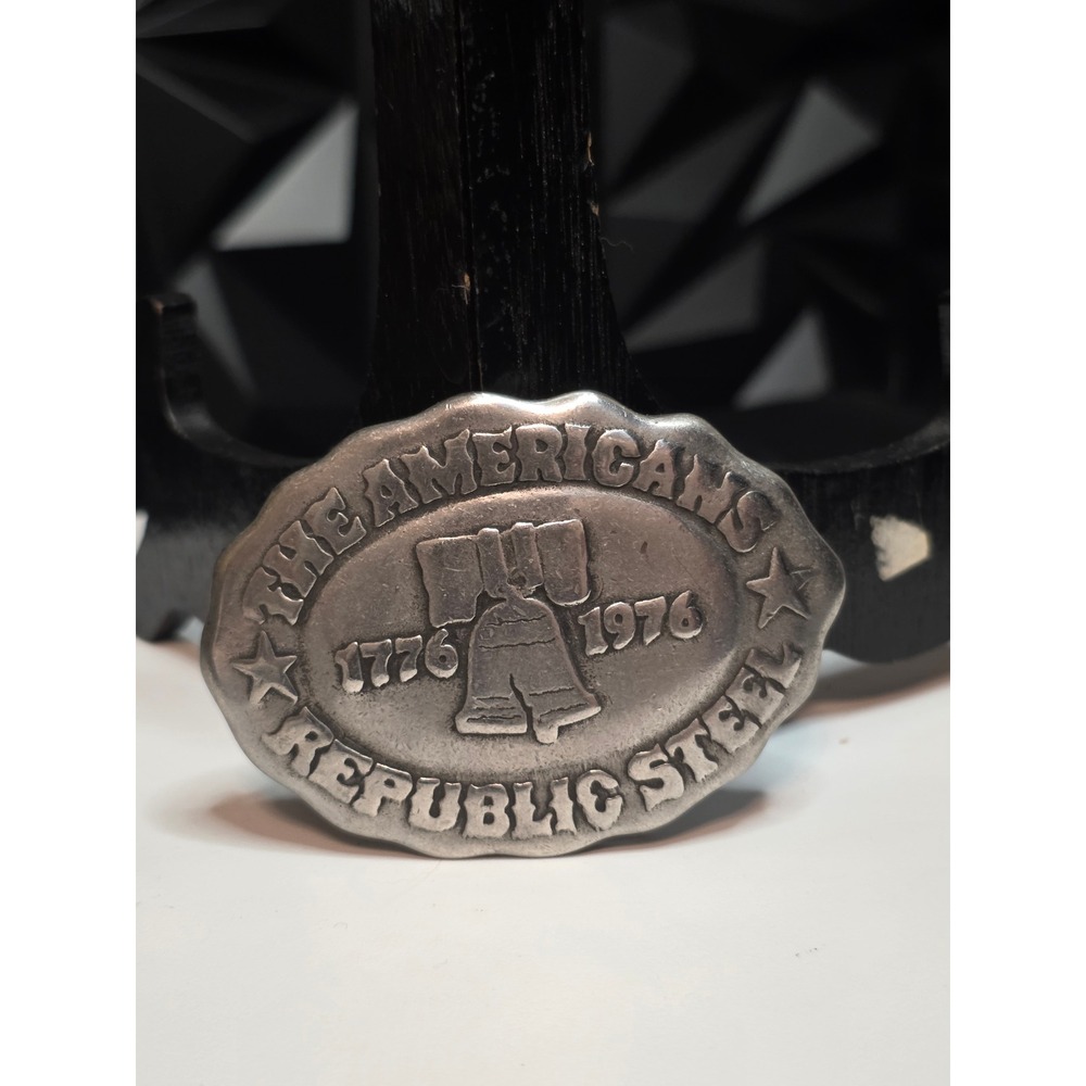 Forged Vintage Republic Steel Bicentennial Belt Buckle Liberty Bell 1776-1976